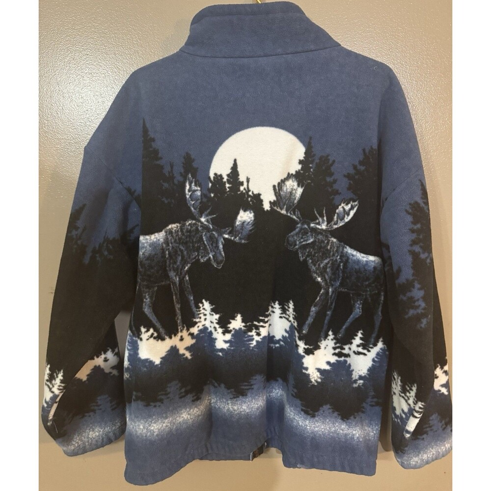 Vintage 1990s Alaska AOP Moose Fleece Outdoorsman Sweater Mens Large Made In USA - Picture 6 of 6